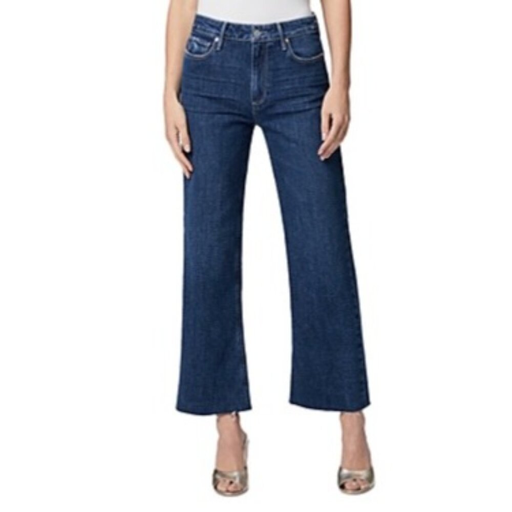 Paige Womens Leenah High Rise Ankle Trouser Straight Jeans dark wash size 30